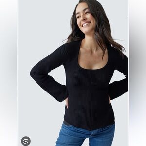 INGRID+ISABEL RIB SQUARE NECK MATERNITY SWEATER, black size XL